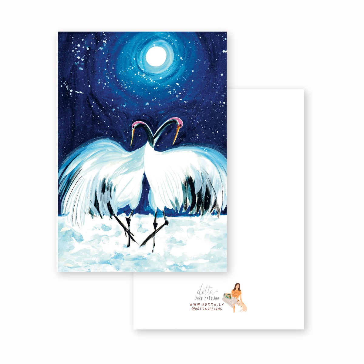 Apsveikuma kartīte - Pilnmēness dzērves