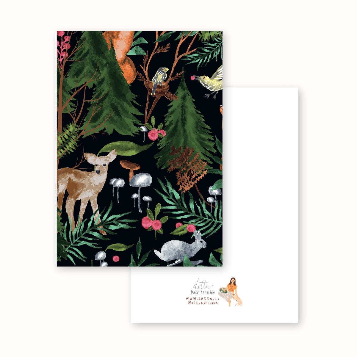 Apsveikuma kartīte - Tumšā meža veltes