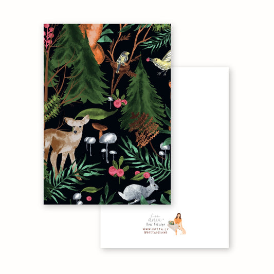 Apsveikuma kartīte - Tumšā meža veltes